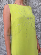 Vintage 1990s Versus Gianni Versace Bright Green Rhinestone Star Dress
