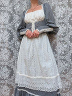 Rare Vintage 1970s Gunne Sax Blue Gingham Milkmaid Prairie Maxi Dress