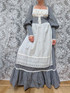 Rare Vintage 1970s Gunne Sax Blue Gingham Milkmaid Prairie Maxi Dress