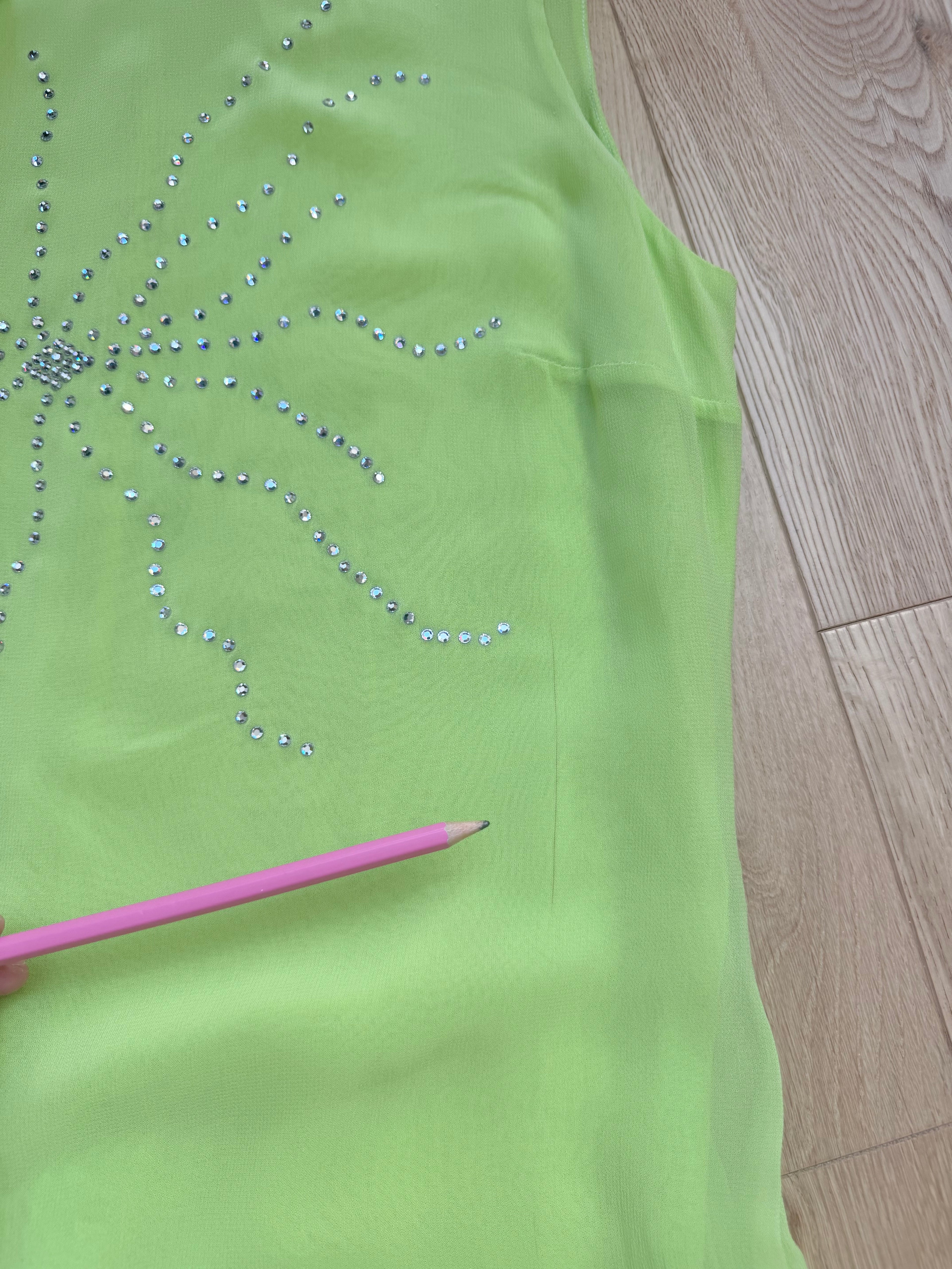Vintage 1990s Versus Gianni Versace Bright Green Rhinestone Star Dress