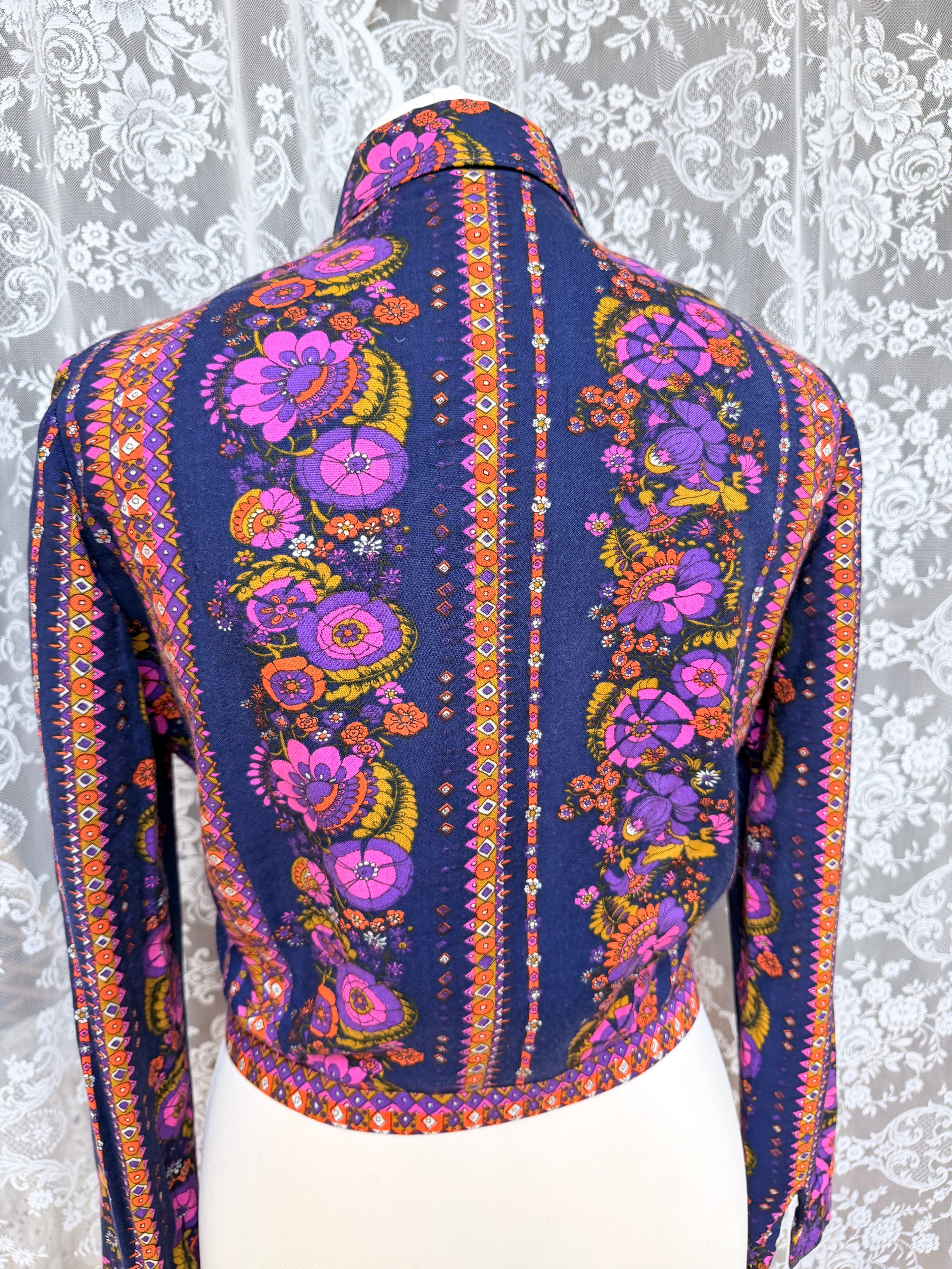 Rare Vintage 1960s/70s Hettlage Psychedelic Floral Dagger Collar Jacket