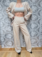 Rare Vintage 1990s Thierry Mugler Cream Striped Suit