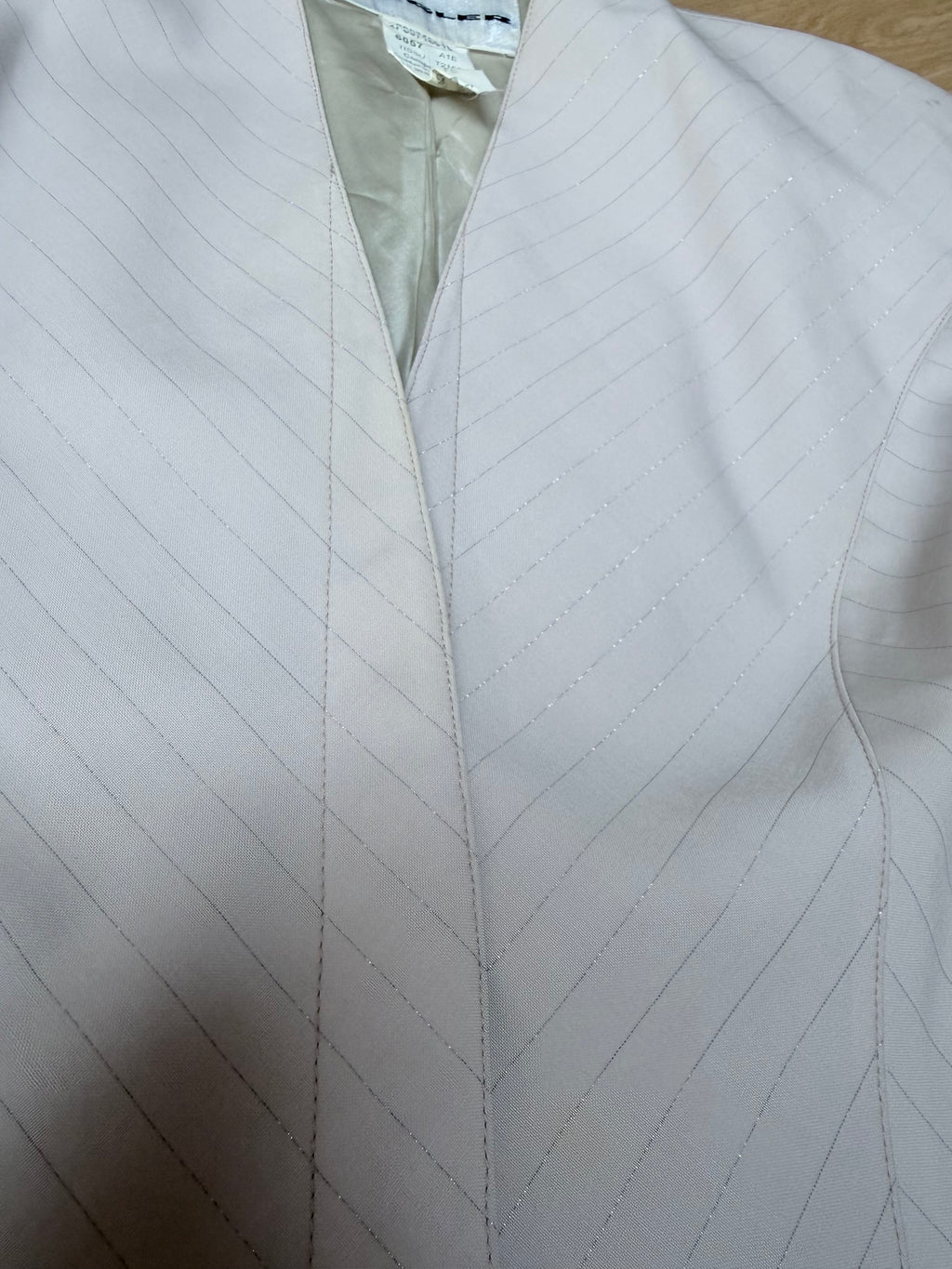 Rare Vintage 1990s Thierry Mugler Cream Striped Suit