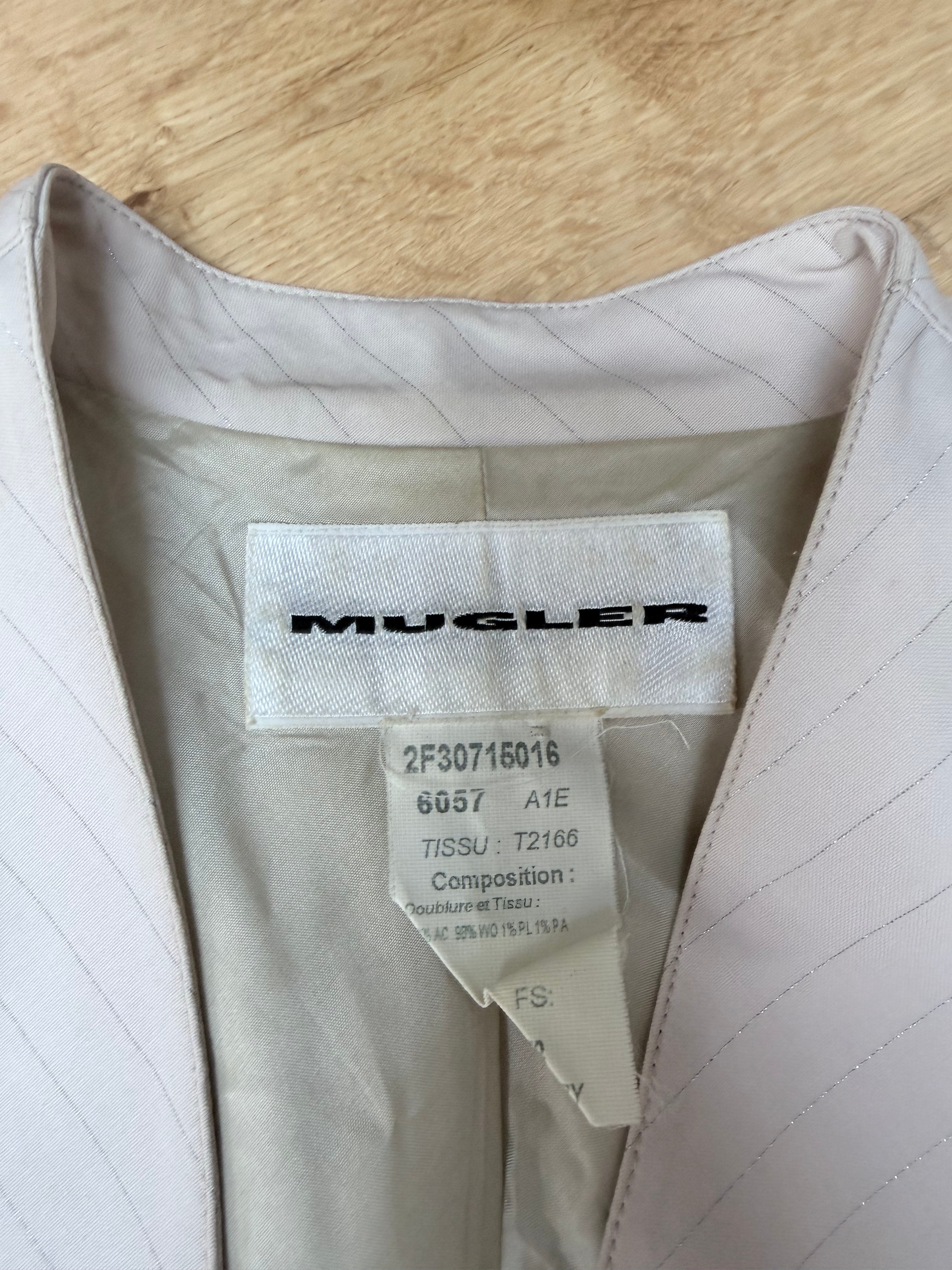 Rare Vintage 1990s Thierry Mugler Cream Striped Suit