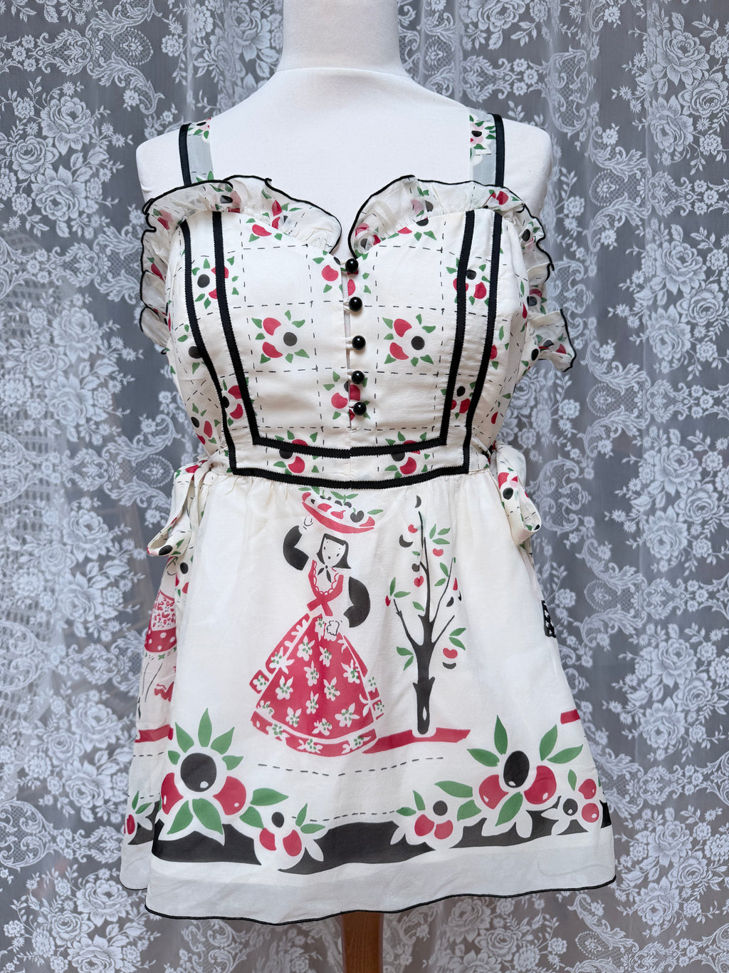 Rare Vintage Y2K Anna Sui Catwalk Silk Folk Art Peplum Top
