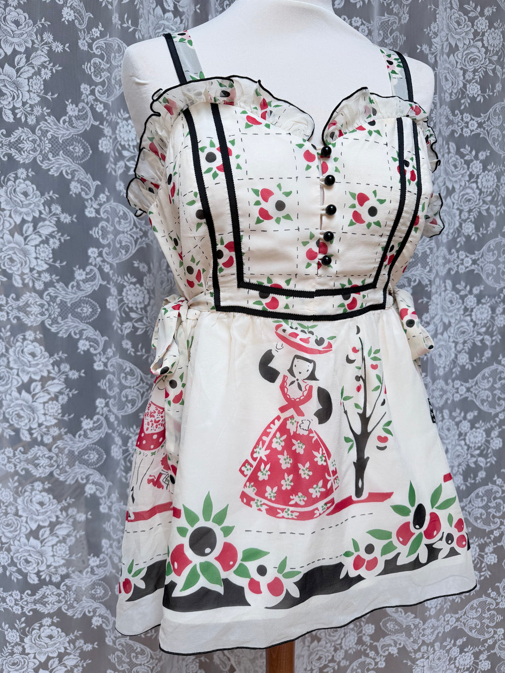 Rare Vintage Y2K Anna Sui Catwalk Silk Folk Art Peplum Top