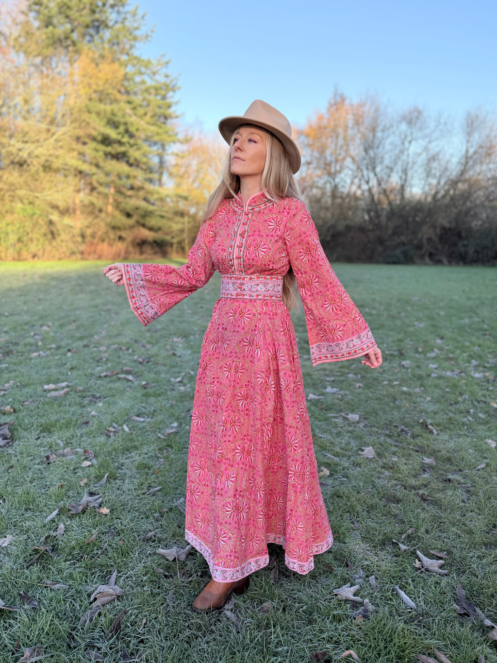 The Florence in Pink – Handmade Block Print Dress
