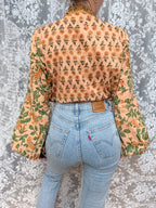 The Jasmine | Floral Block Print Bishop Sleeve Blouse