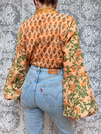 The Jasmine | Floral Block Print Bishop Sleeve Blouse