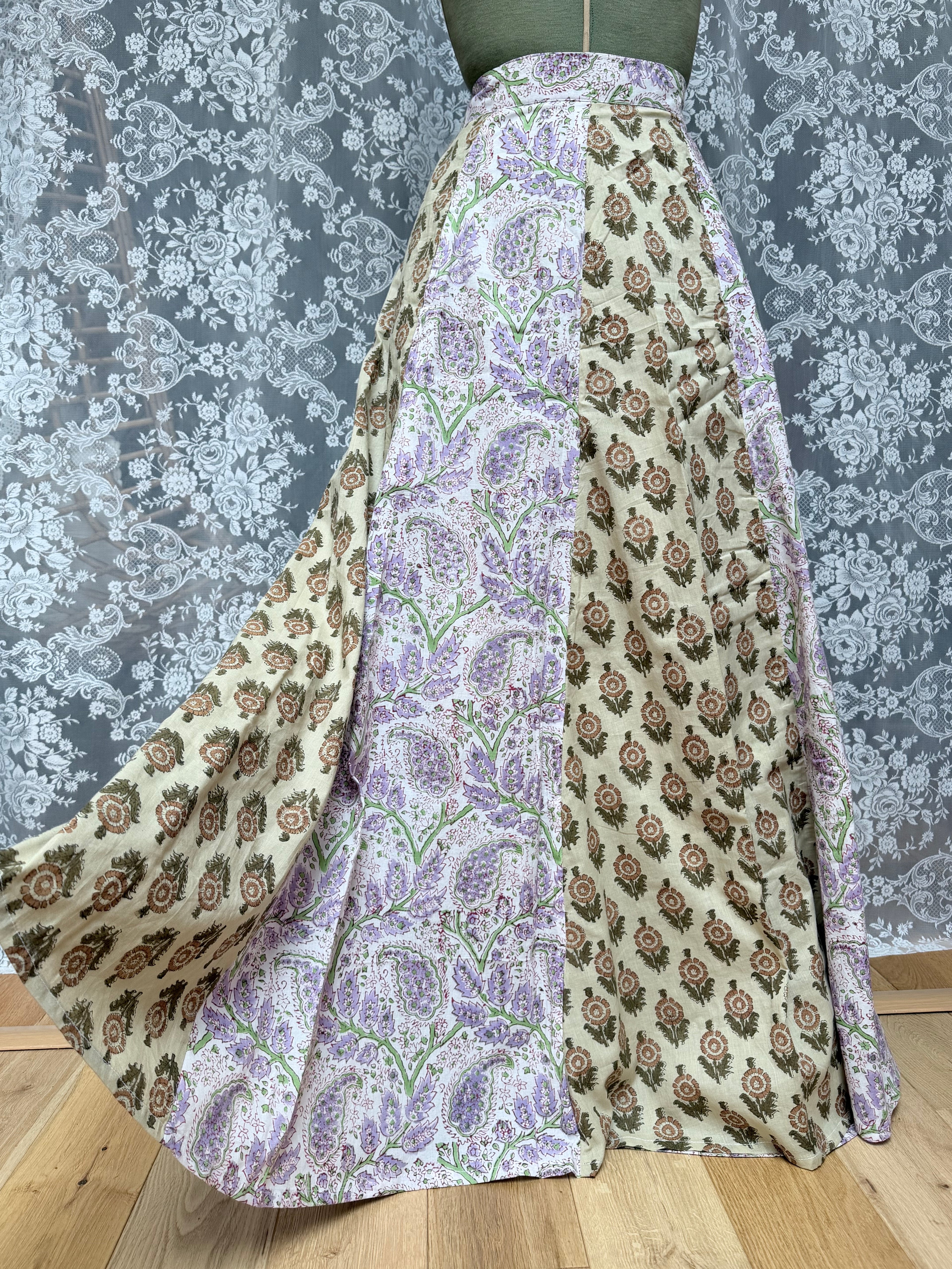 The Goldie Skirt in Wisteria | Handmade Indian Block Print Wrap Skirt