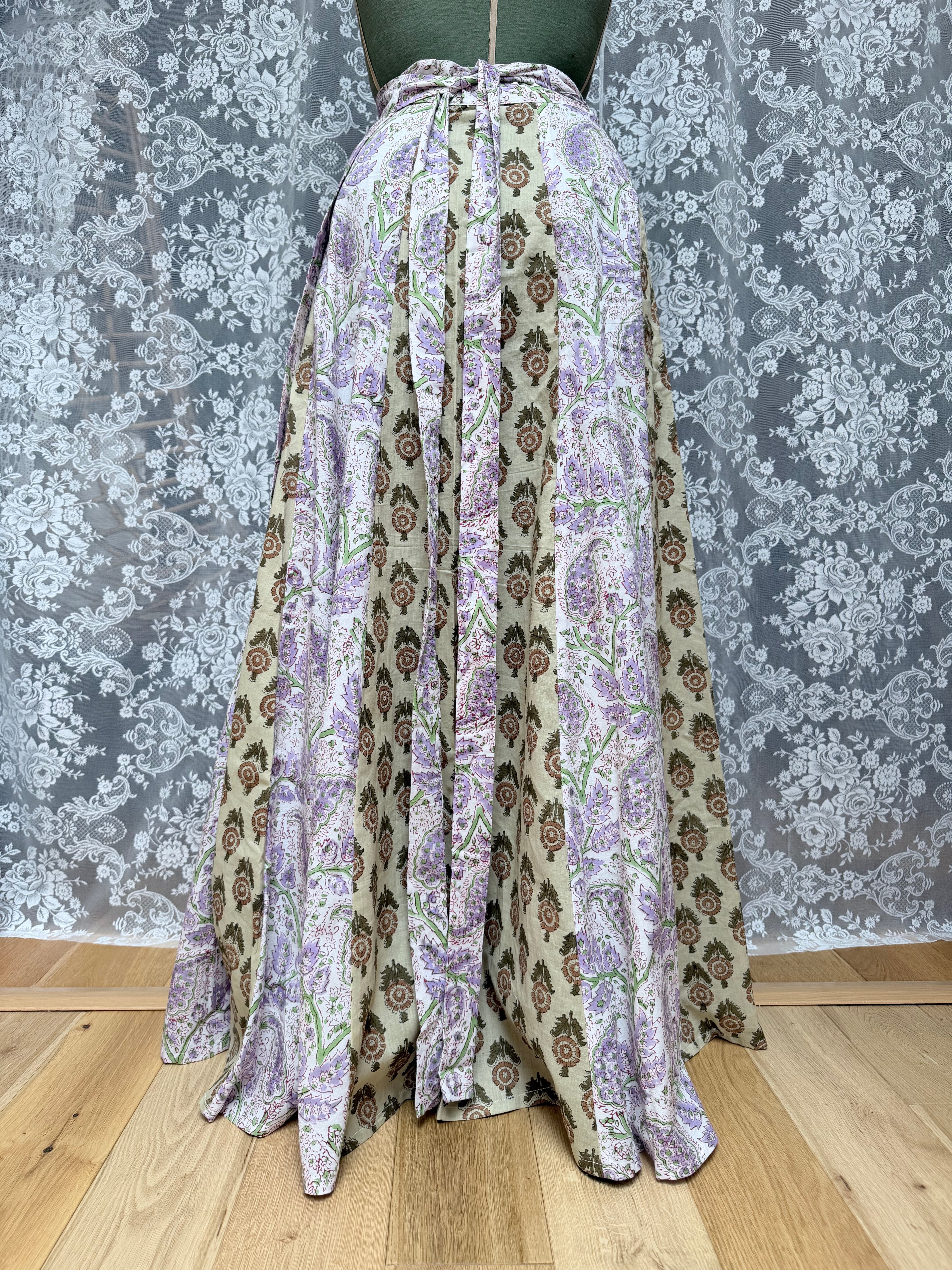 The Goldie Skirt in Wisteria | Handmade Indian Block Print Wrap Skirt