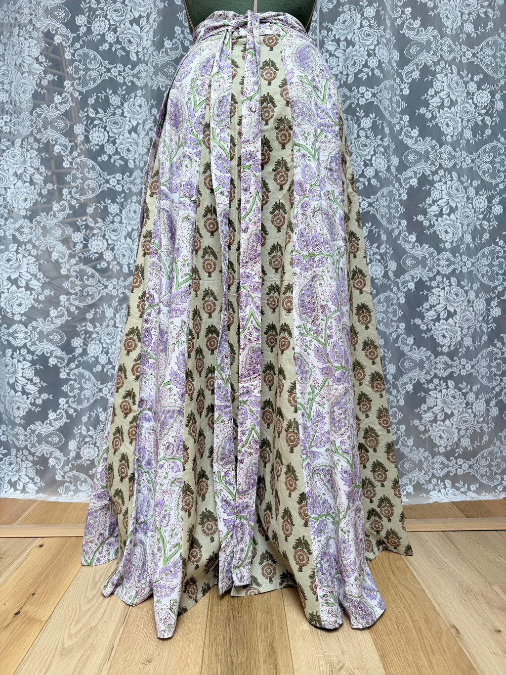 The Goldie Skirt in Wisteria | Handmade Indian Block Print Wrap Skirt
