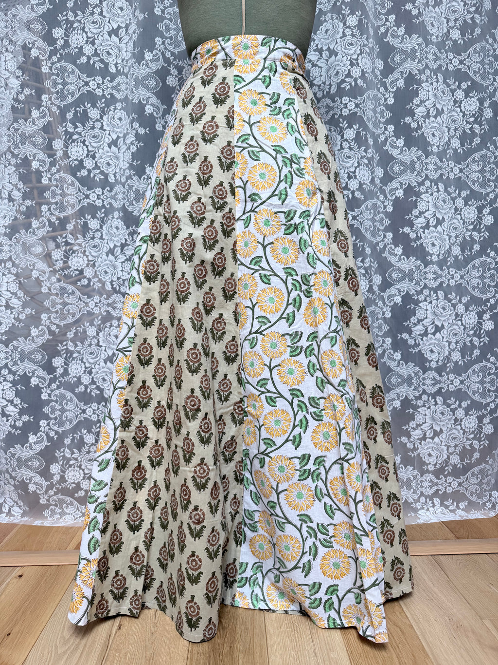 The Goldie Skirt in Wisteria | Handmade Indian Block Print Wrap Skirt