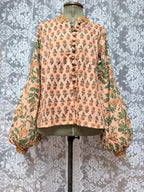 The Jasmine | Floral Block Print Bishop Sleeve Blouse