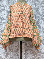 The Jasmine | Floral Block Print Bishop Sleeve Blouse