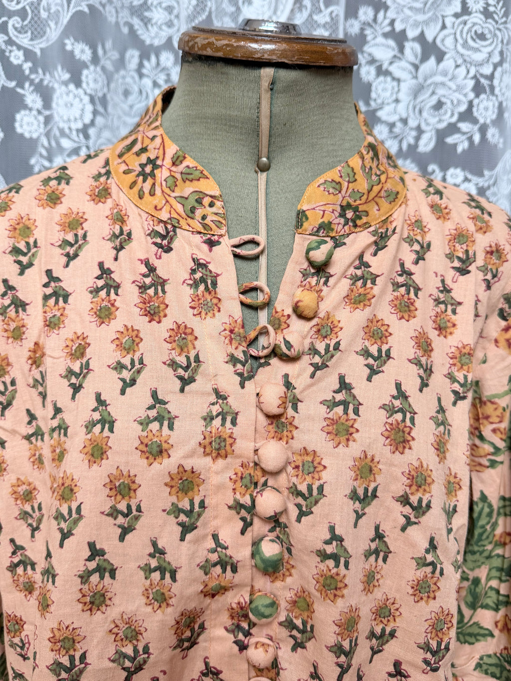 The Jasmine | Floral Block Print Bishop Sleeve Blouse