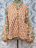 The Jasmine | Floral Block Print Bishop Sleeve Blouse