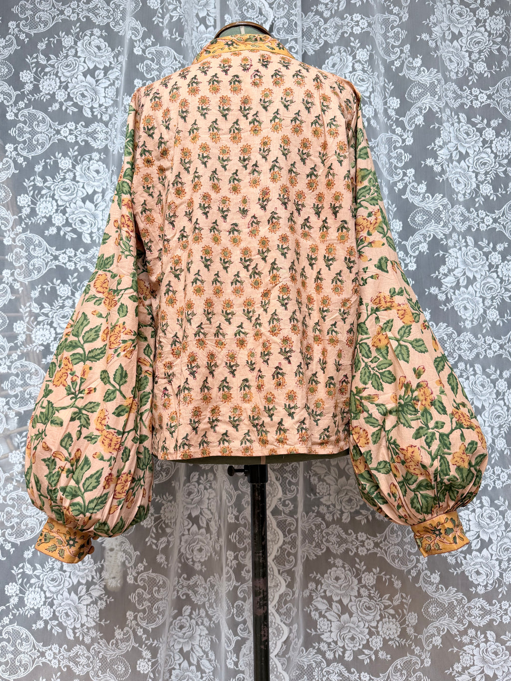 The Jasmine | Floral Block Print Bishop Sleeve Blouse