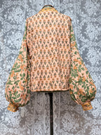 The Jasmine | Floral Block Print Bishop Sleeve Blouse