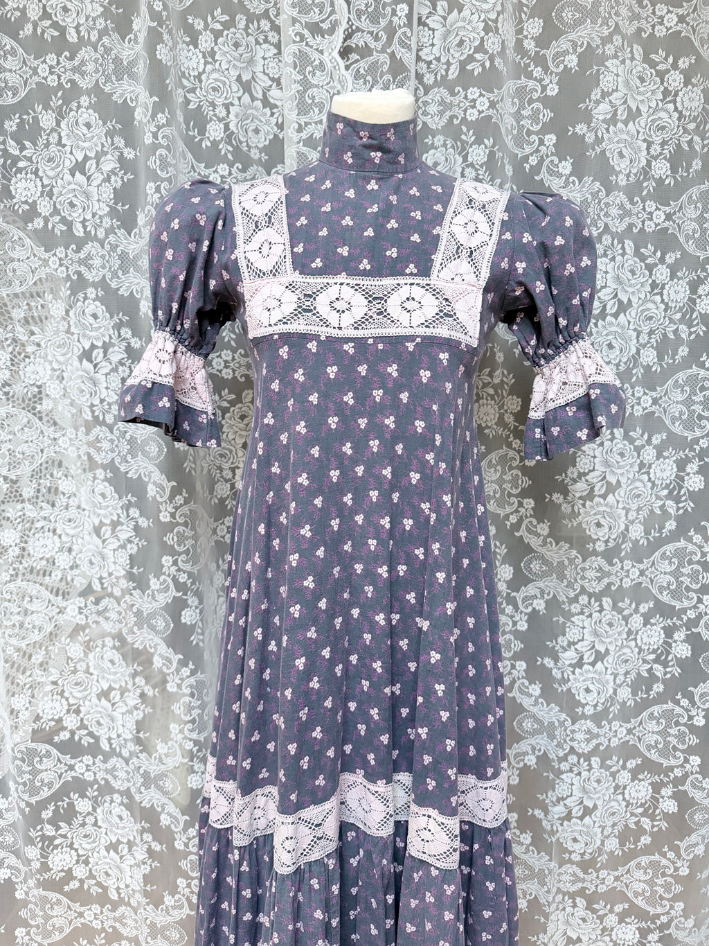 The Lacey: Gorgeous Laura Ashley 1970s Vintage Puff Sleeve Dress