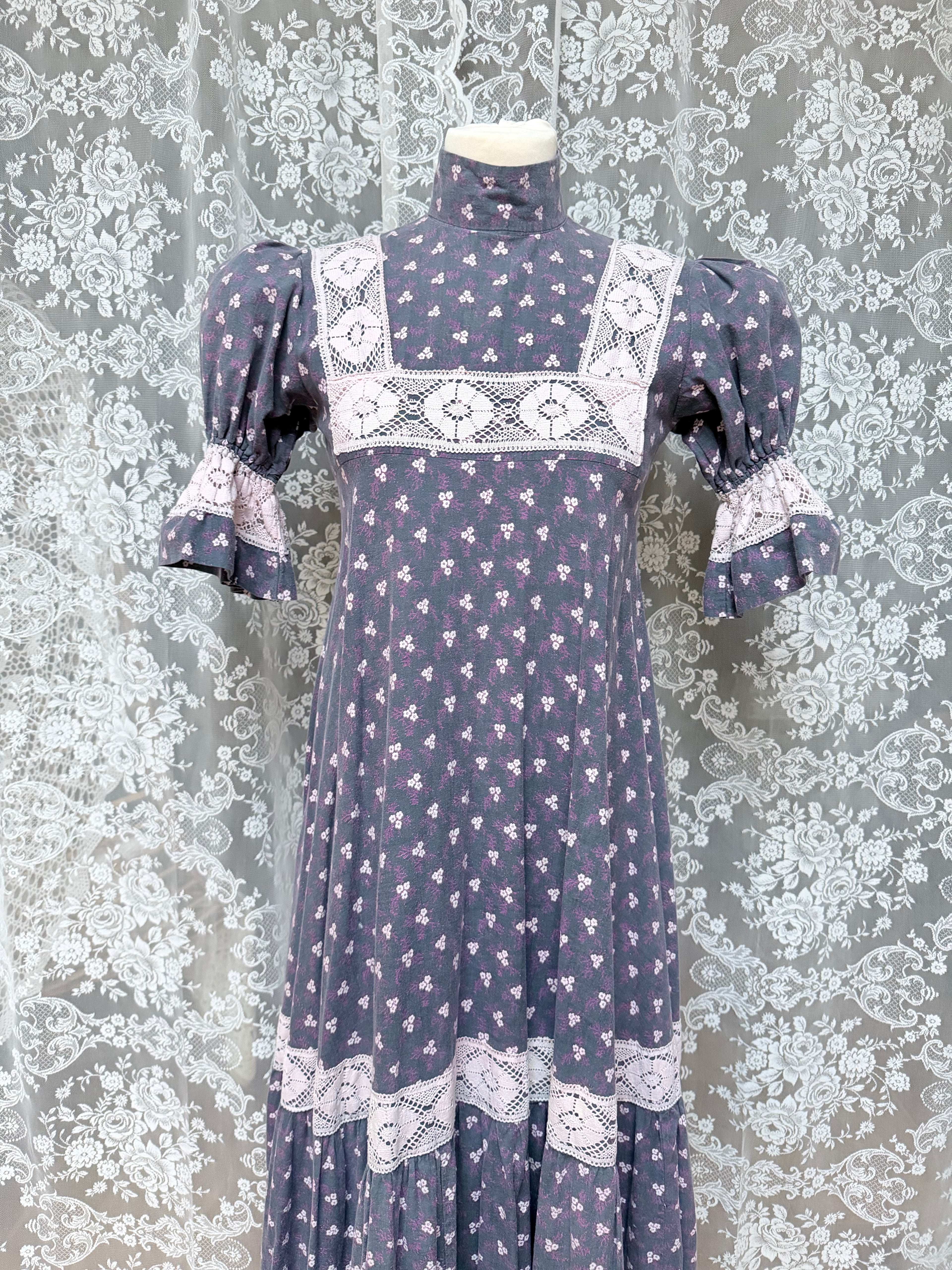 The Lacey: Gorgeous Laura Ashley 1970s Vintage Puff Sleeve Dress