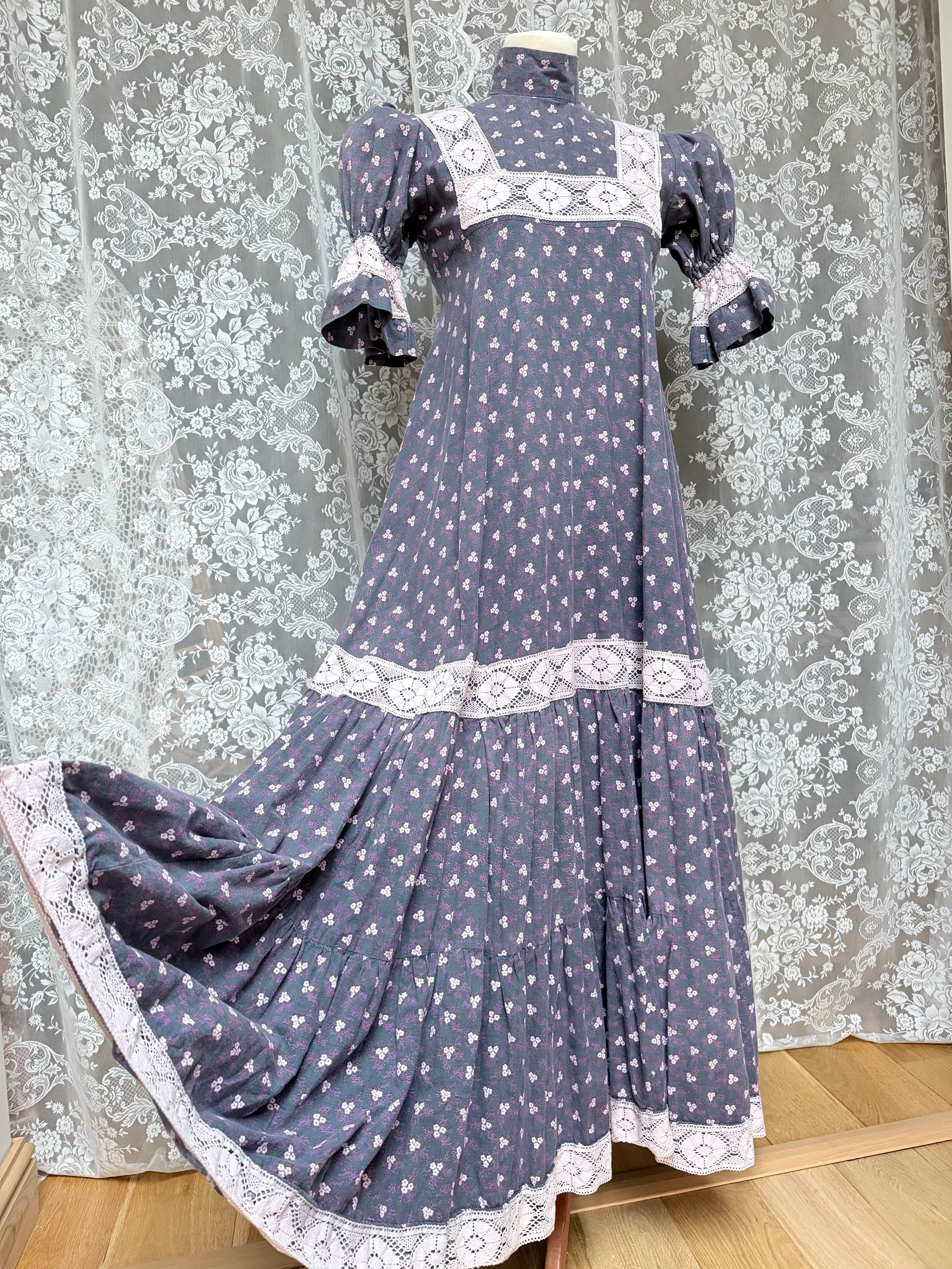 The Lacey: Gorgeous Laura Ashley 1970s Vintage Puff Sleeve Dress