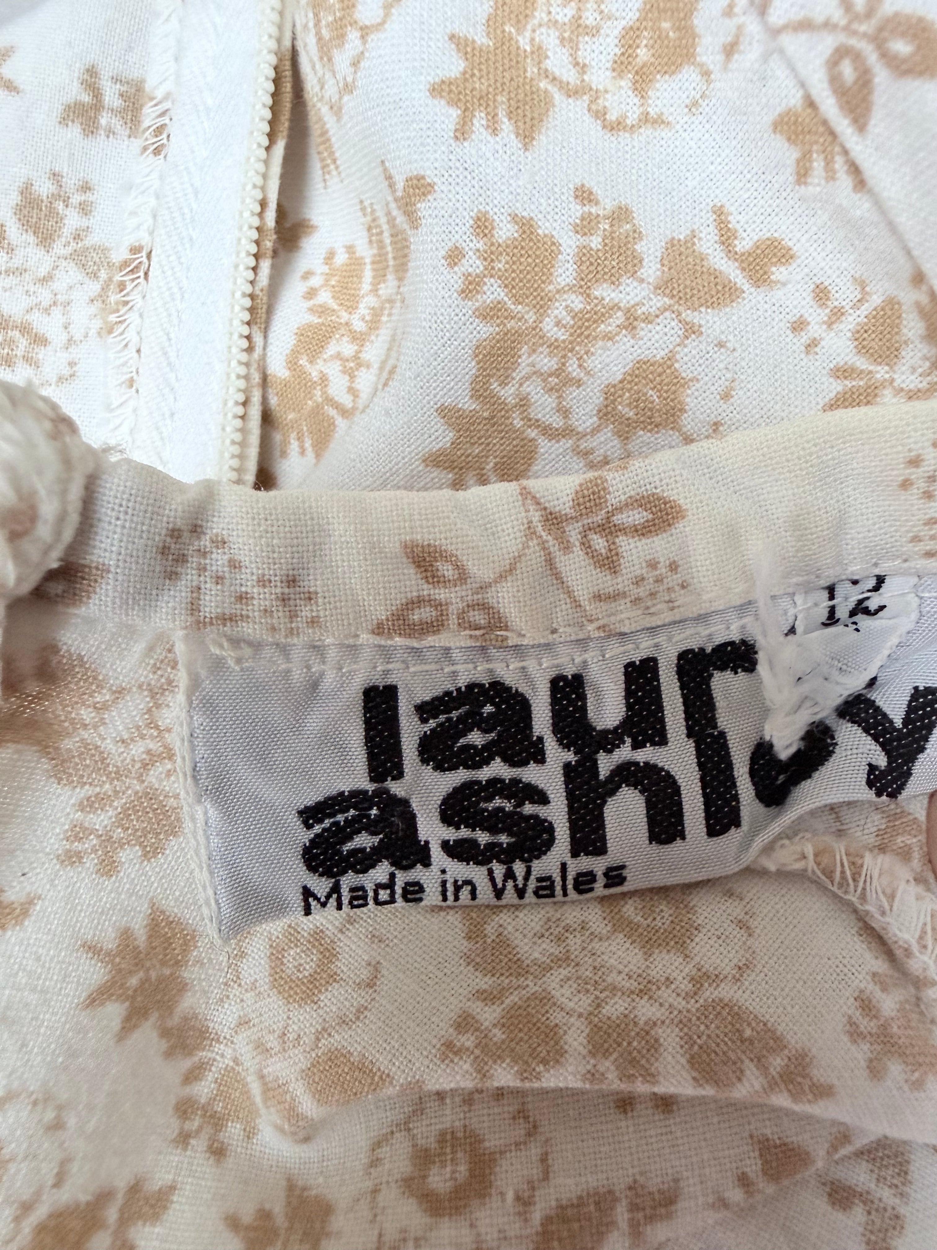 The Golden Girl: Stunning Gold and White Laura Ashley 1970s Vintage Prairie Dress