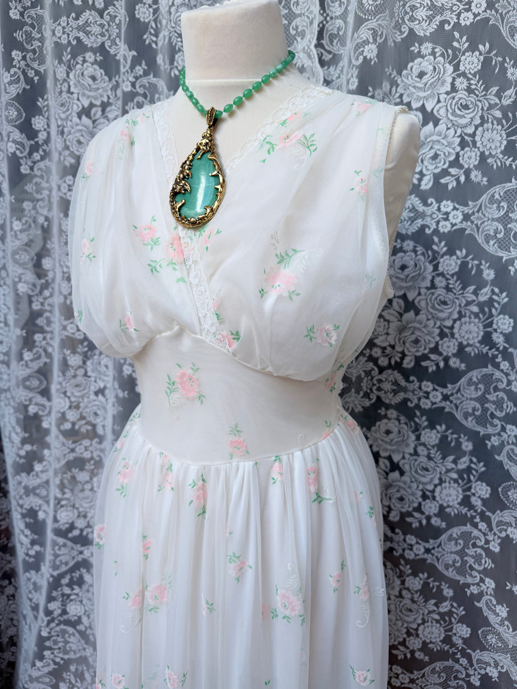 Rare Vintage 1950s/1960s Raywarp English Rose Baby Doll Maxi Set