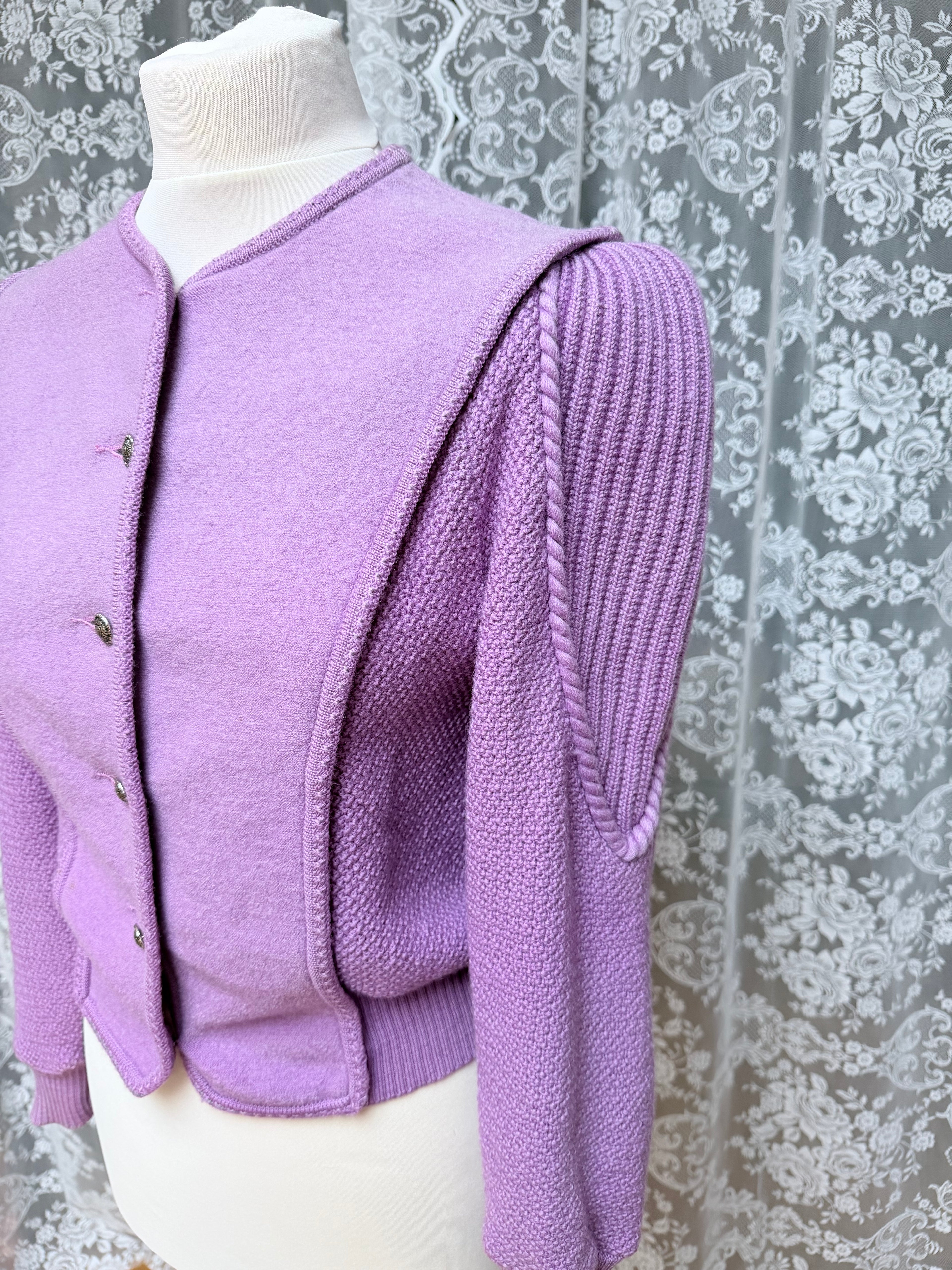Lavender Lovely: Vintage Geiger 100% Wool Puff Shoulders Jumper