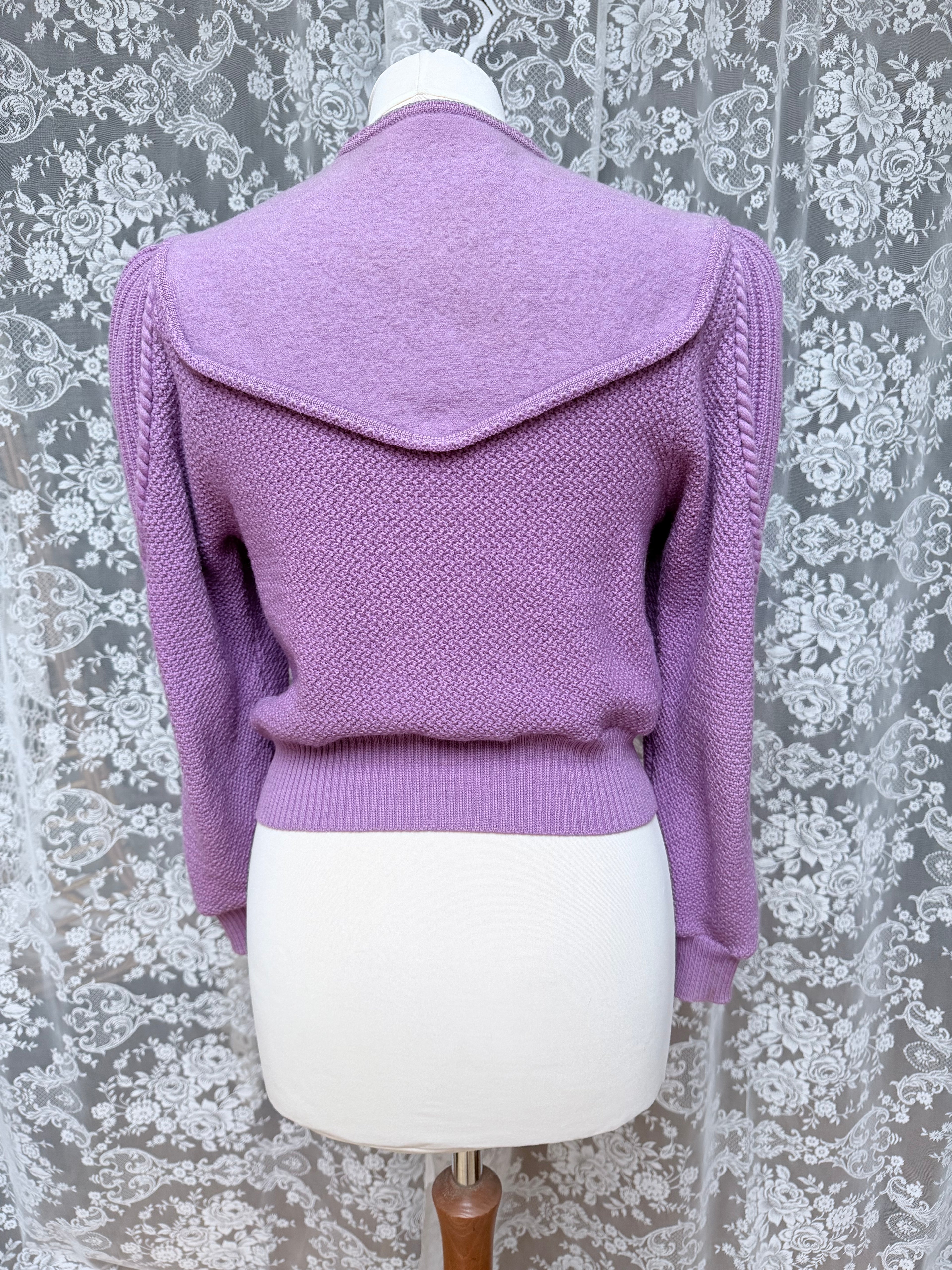 Lavender Lovely: Vintage Geiger 100% Wool Puff Shoulders Jumper