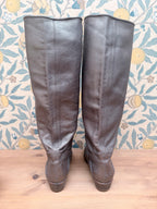Rare Vintage 1970s Silver Leather Embroidered Boots