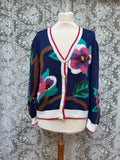 Artful Knit: Vintage Berek Hand-Knitted 1980s Floral Cardigan
