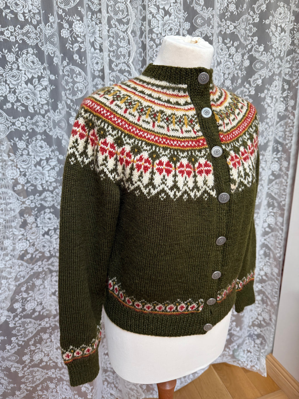 Pine & Frost: Vintage Norwegian Fair Isle Hand-Knitted Cardigan