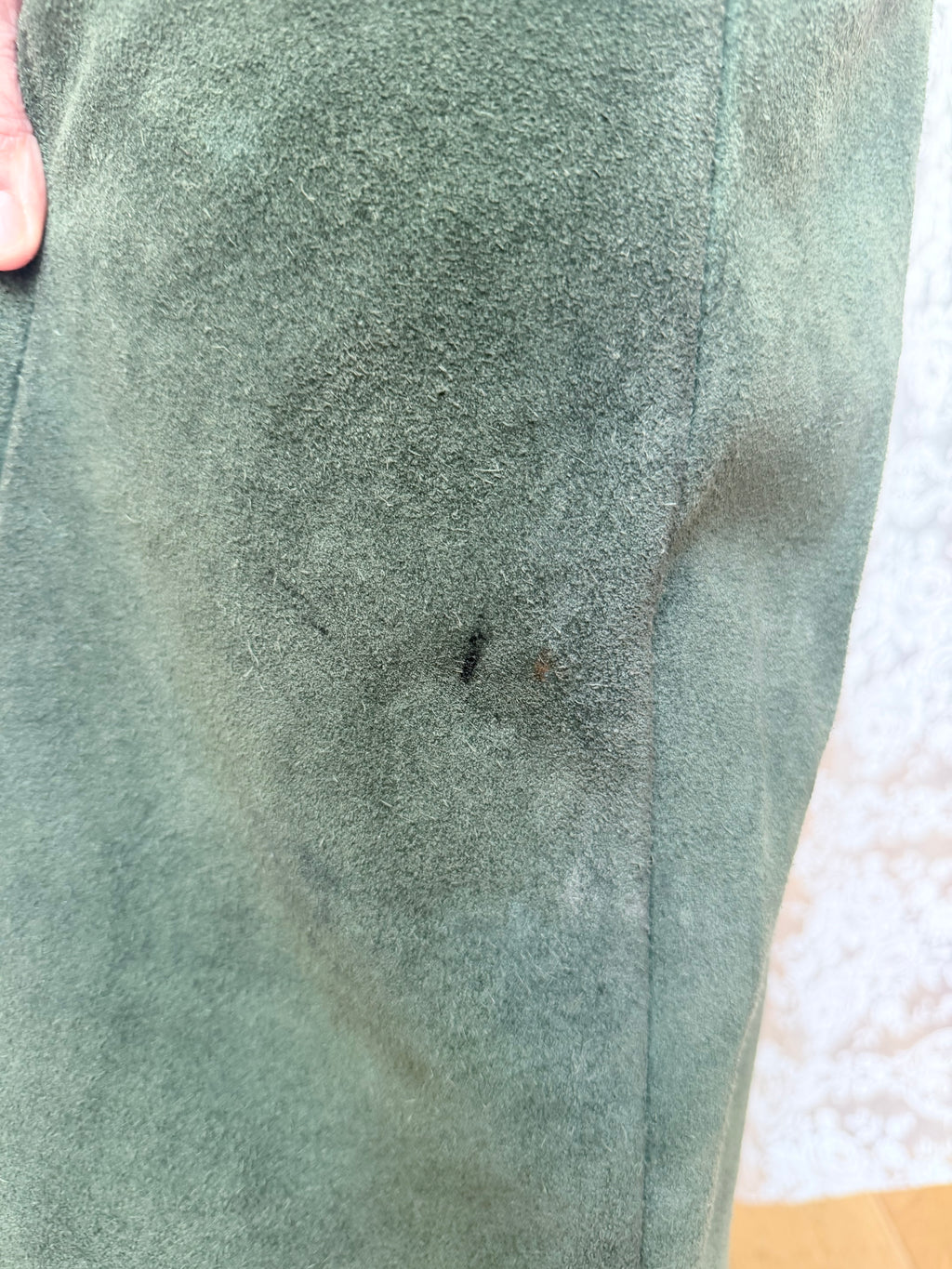 Vintage 1970s Emerald Green Suede Midi Skirt