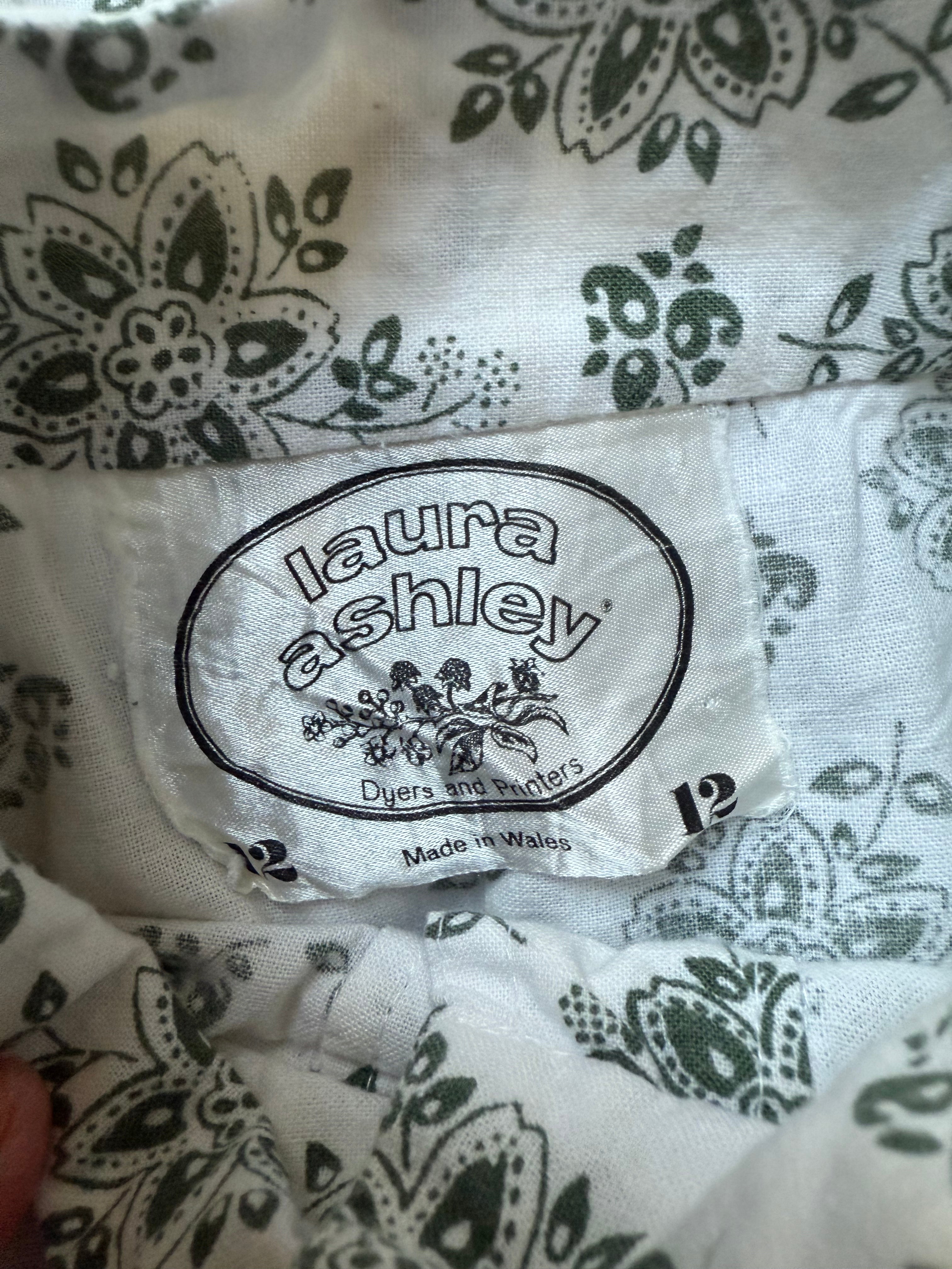 The Soft Breeze: Laura Ashley 1970s Green Floral High-Neck Prairie Dress