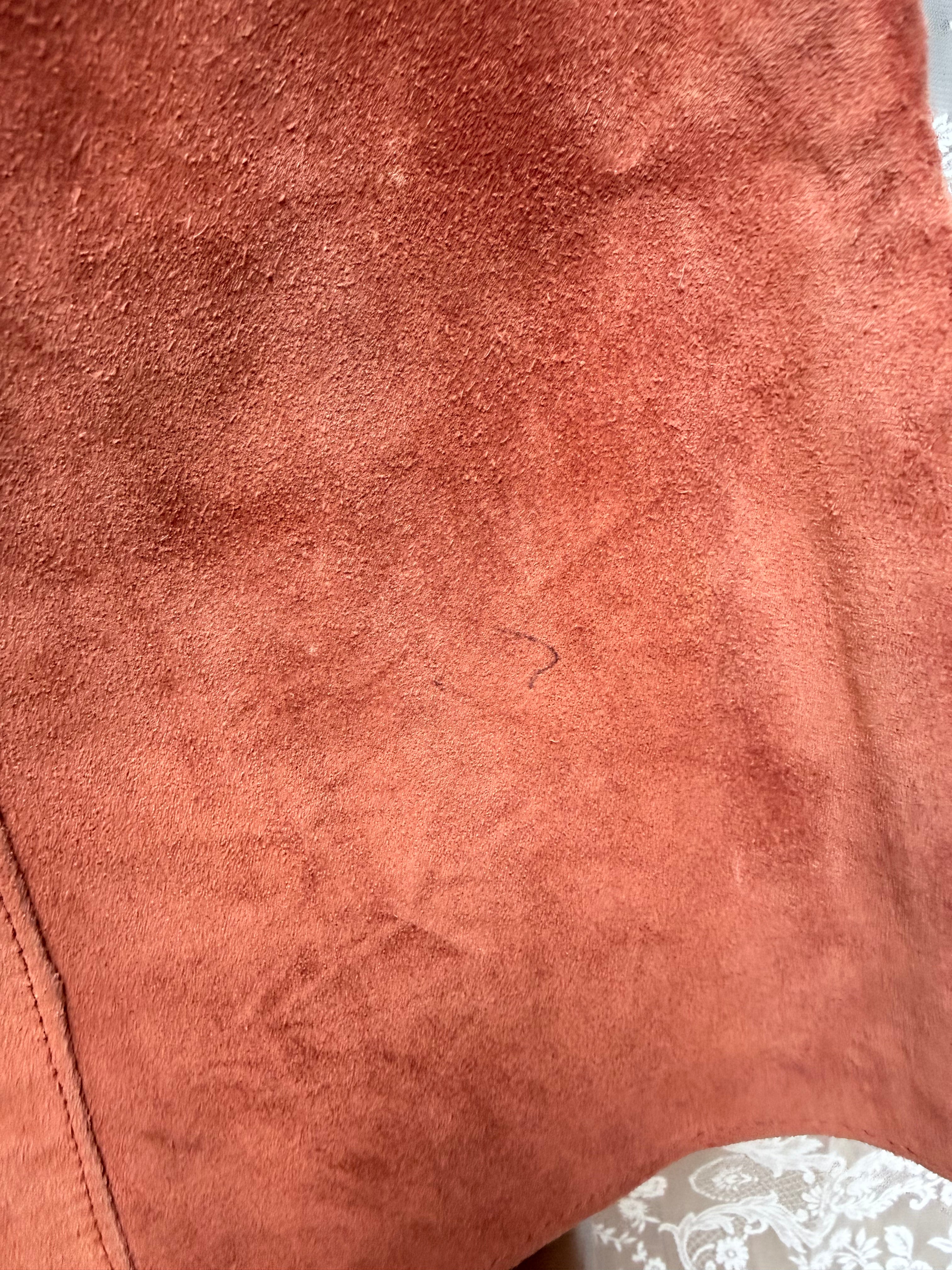 Vintage 1970s Burnt Orange Suede Midi Skirt