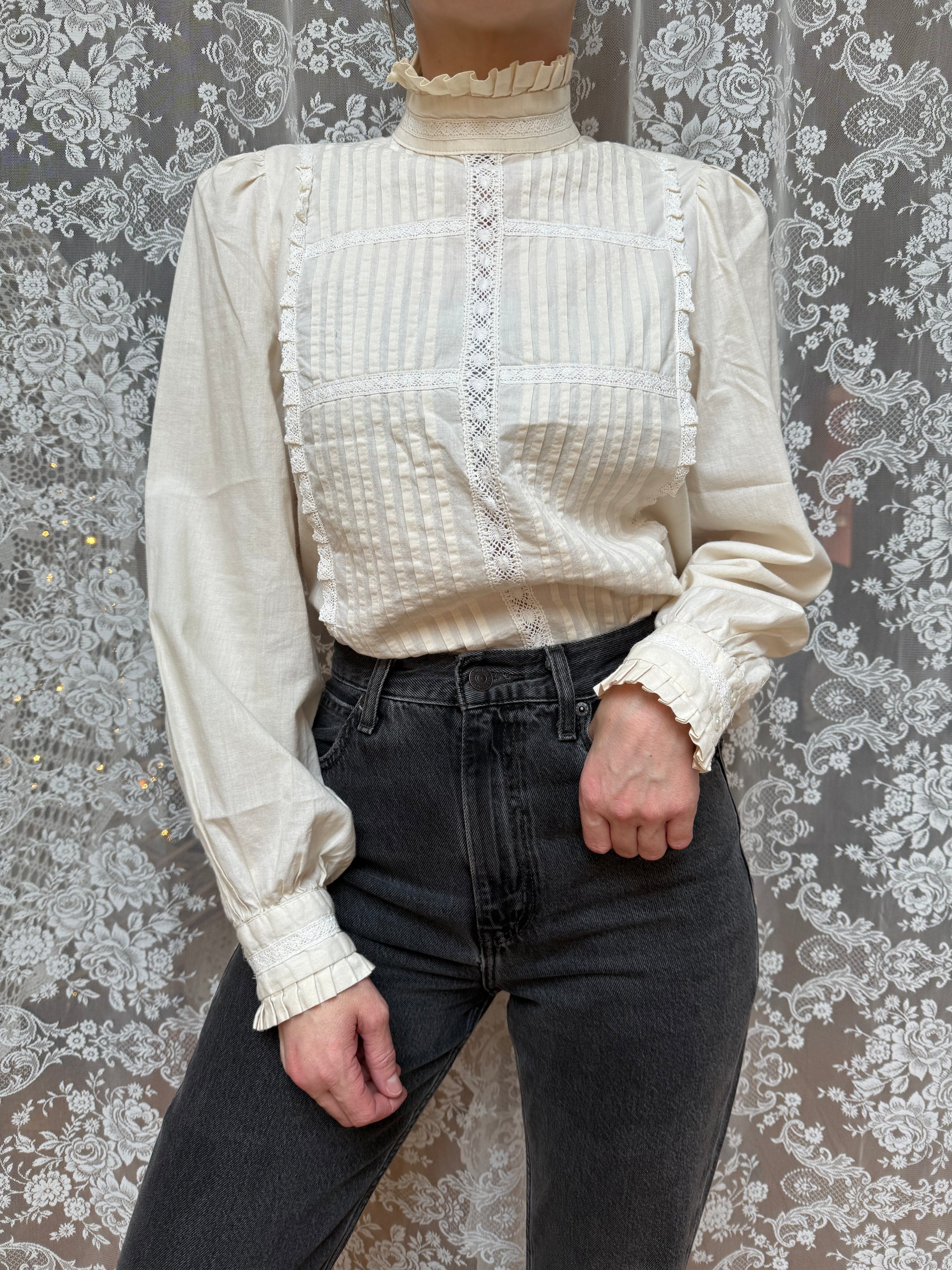 The Royalty: Laura Ashley Vintage 1970s High Neck Edwardian Blouse