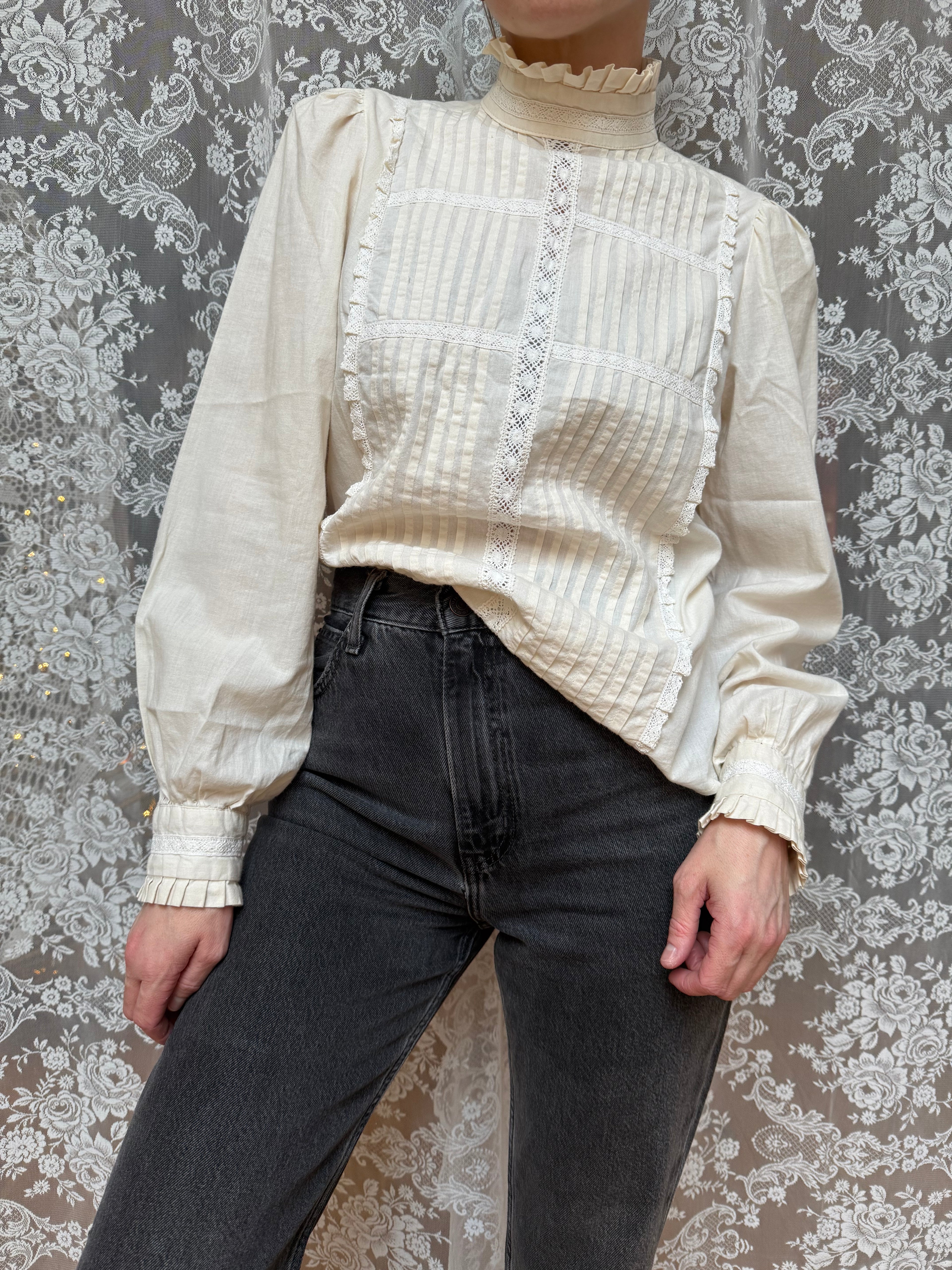 The Royalty: Laura Ashley Vintage 1970s High Neck Edwardian Blouse