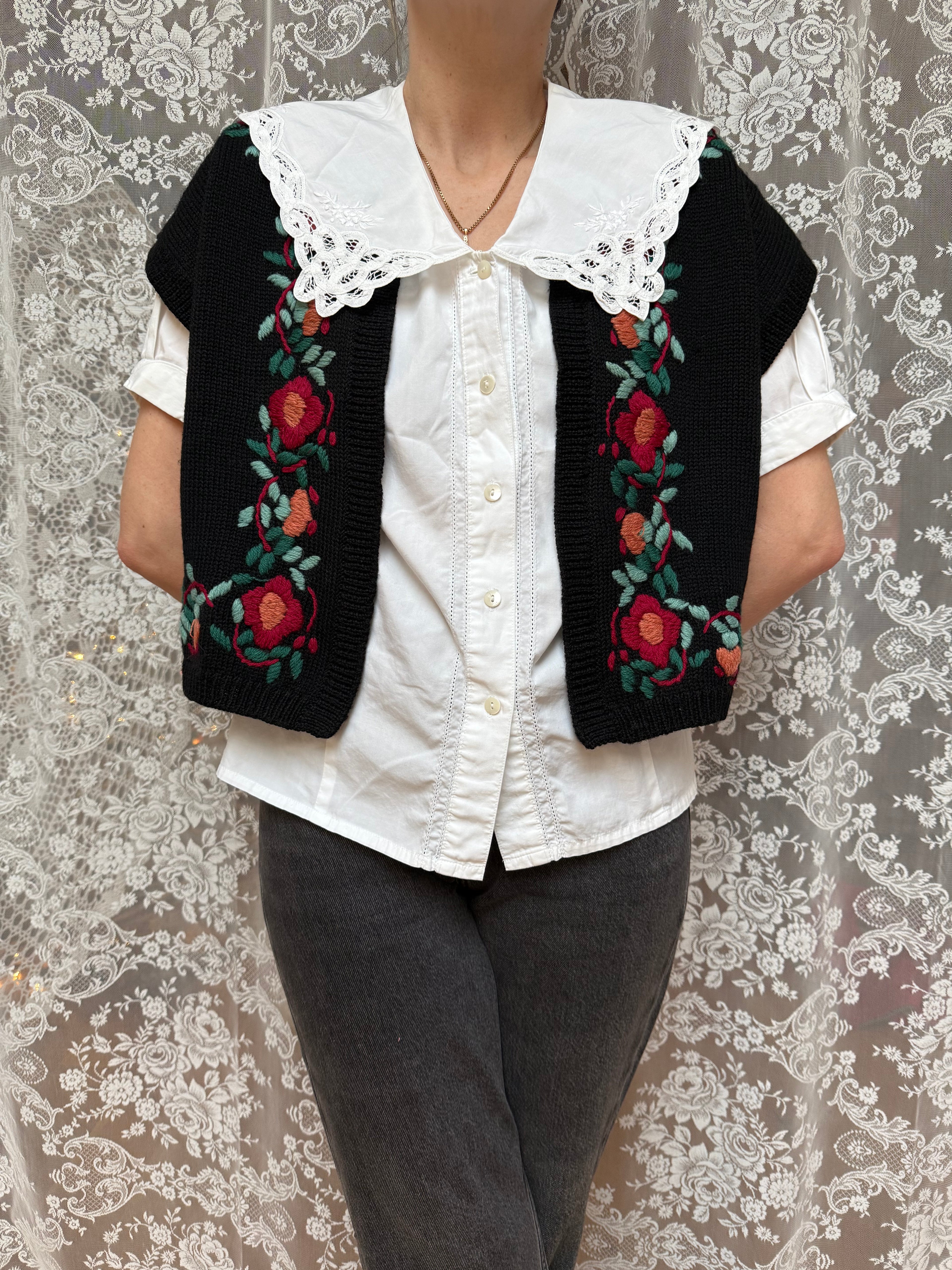 The Winter Waistcoat: Vintage Laura Ashley Floral Embroidered Waistcoat