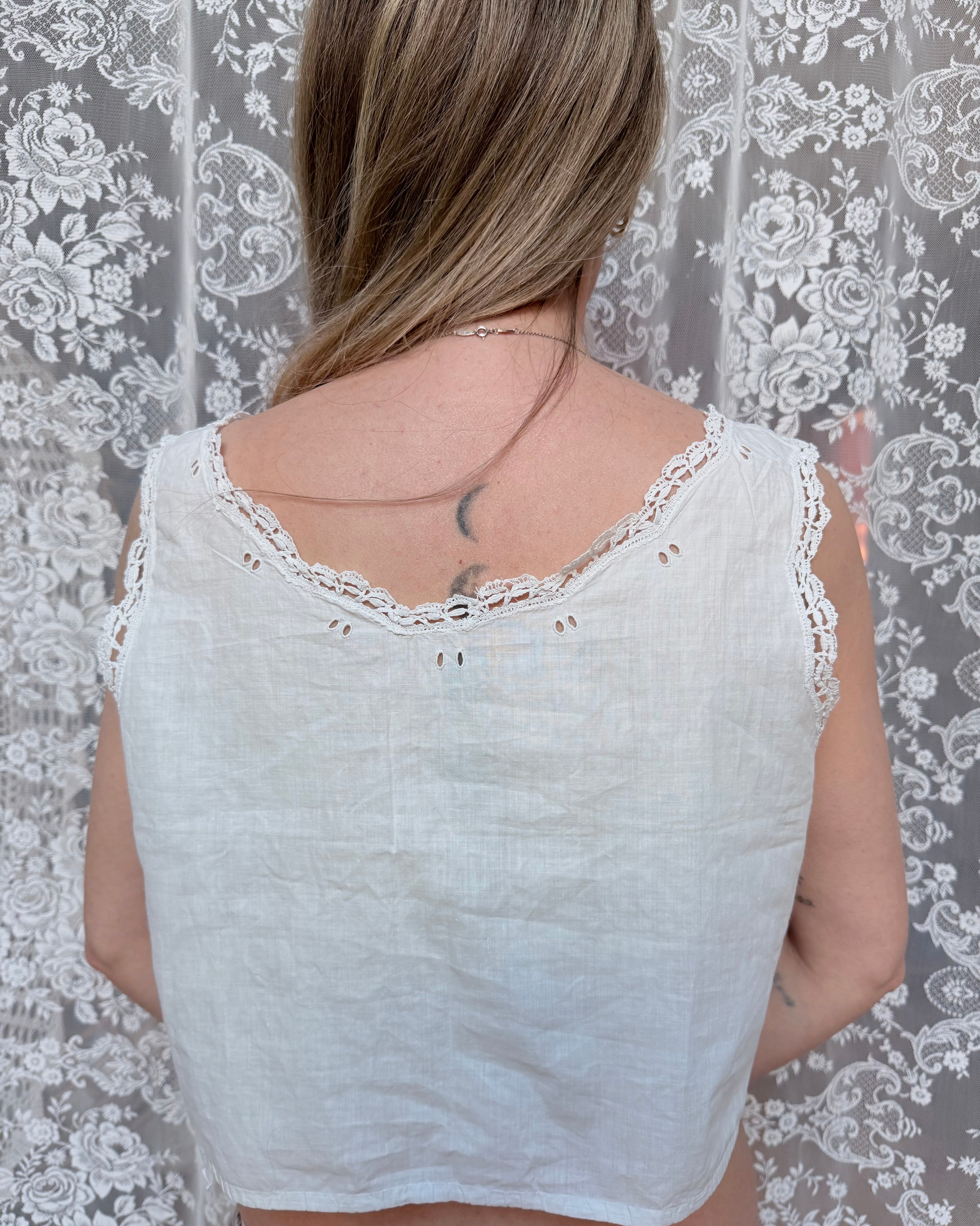 The Delicate Damsel: Cropped Antique Edwardian Pinafore Top