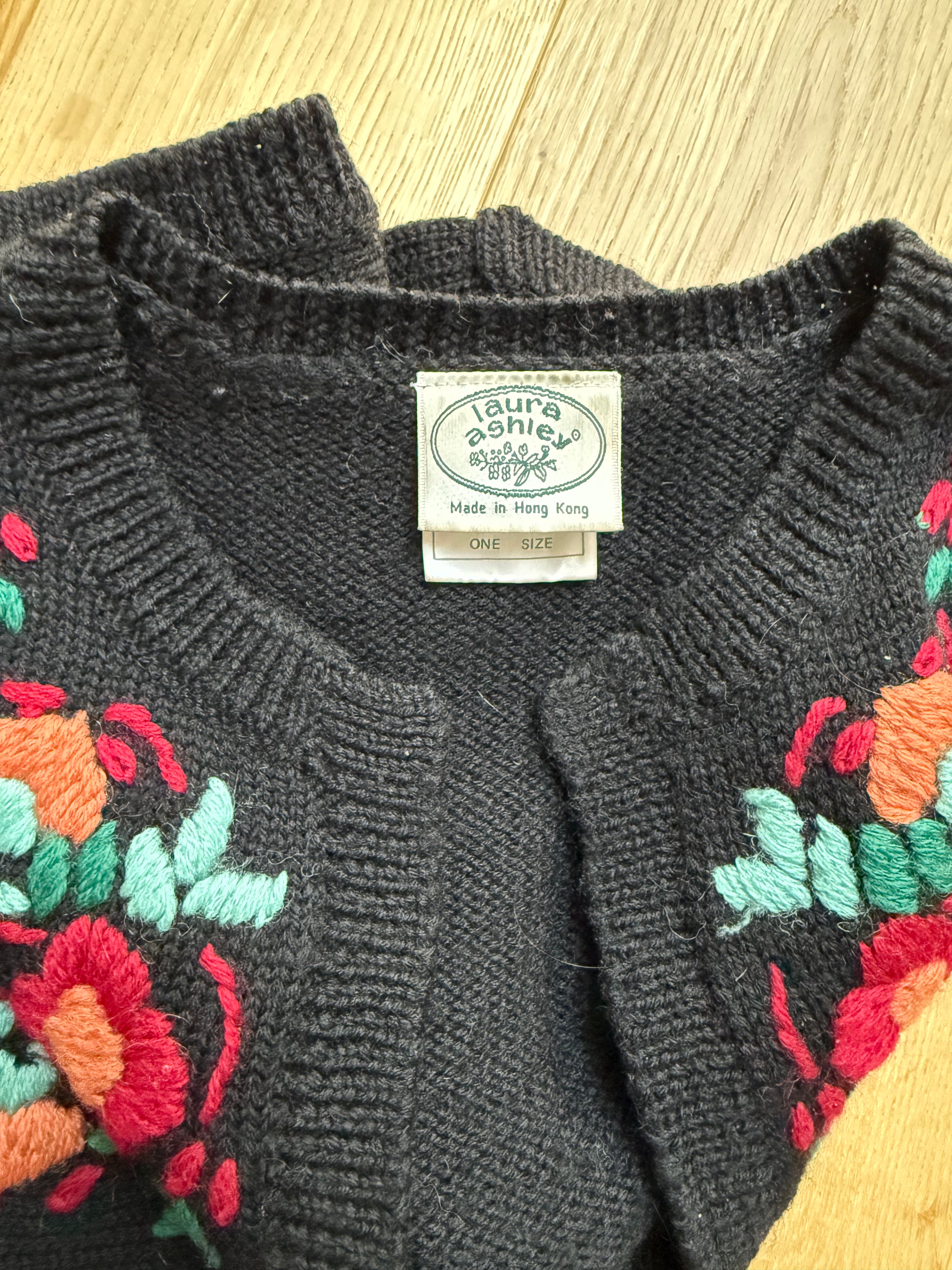 The Winter Waistcoat: Vintage Laura Ashley Floral Embroidered Waistcoat