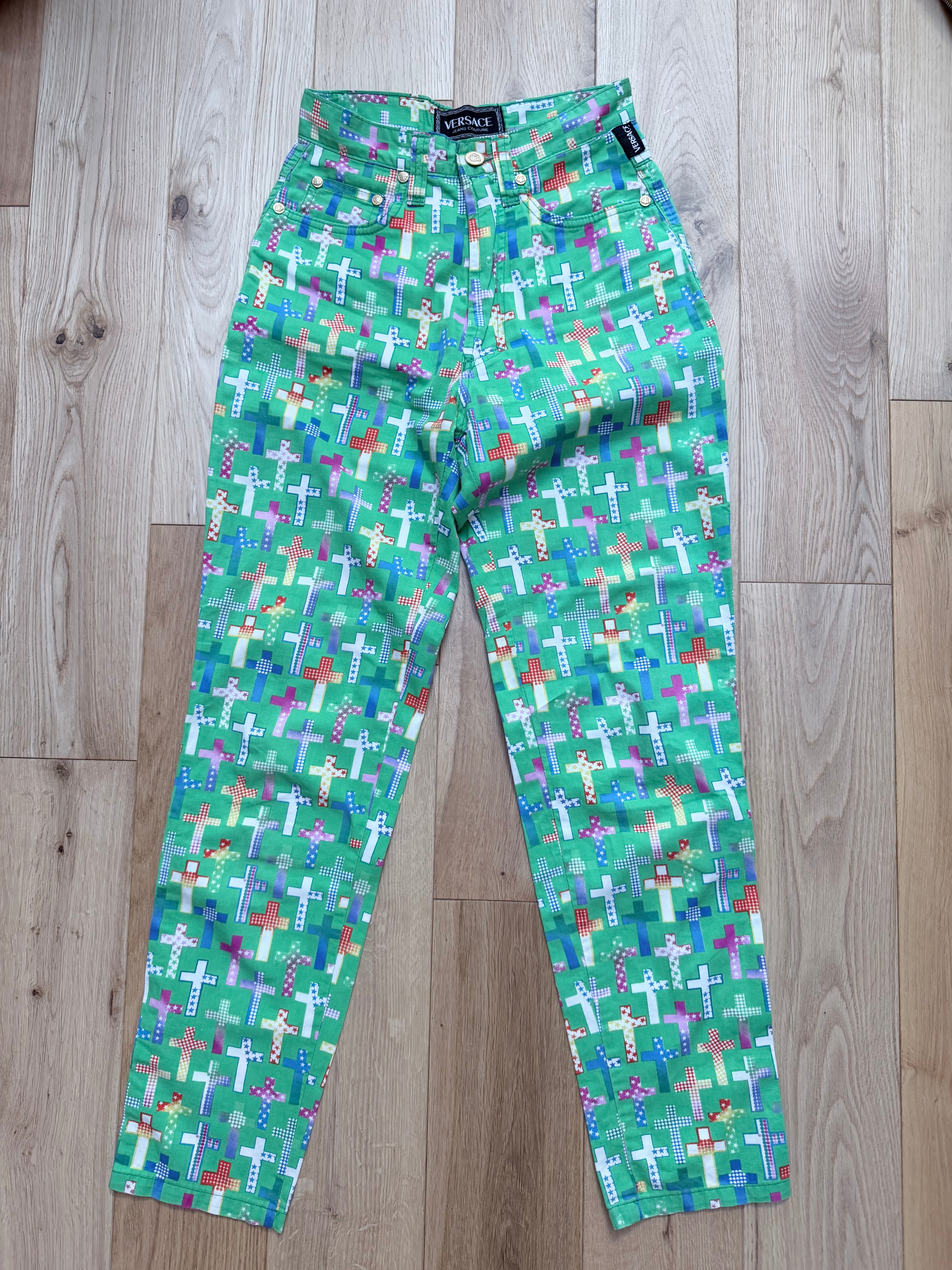 Vintage Versace: 1990s Y2K Versace Fitted Crucifix Jeans