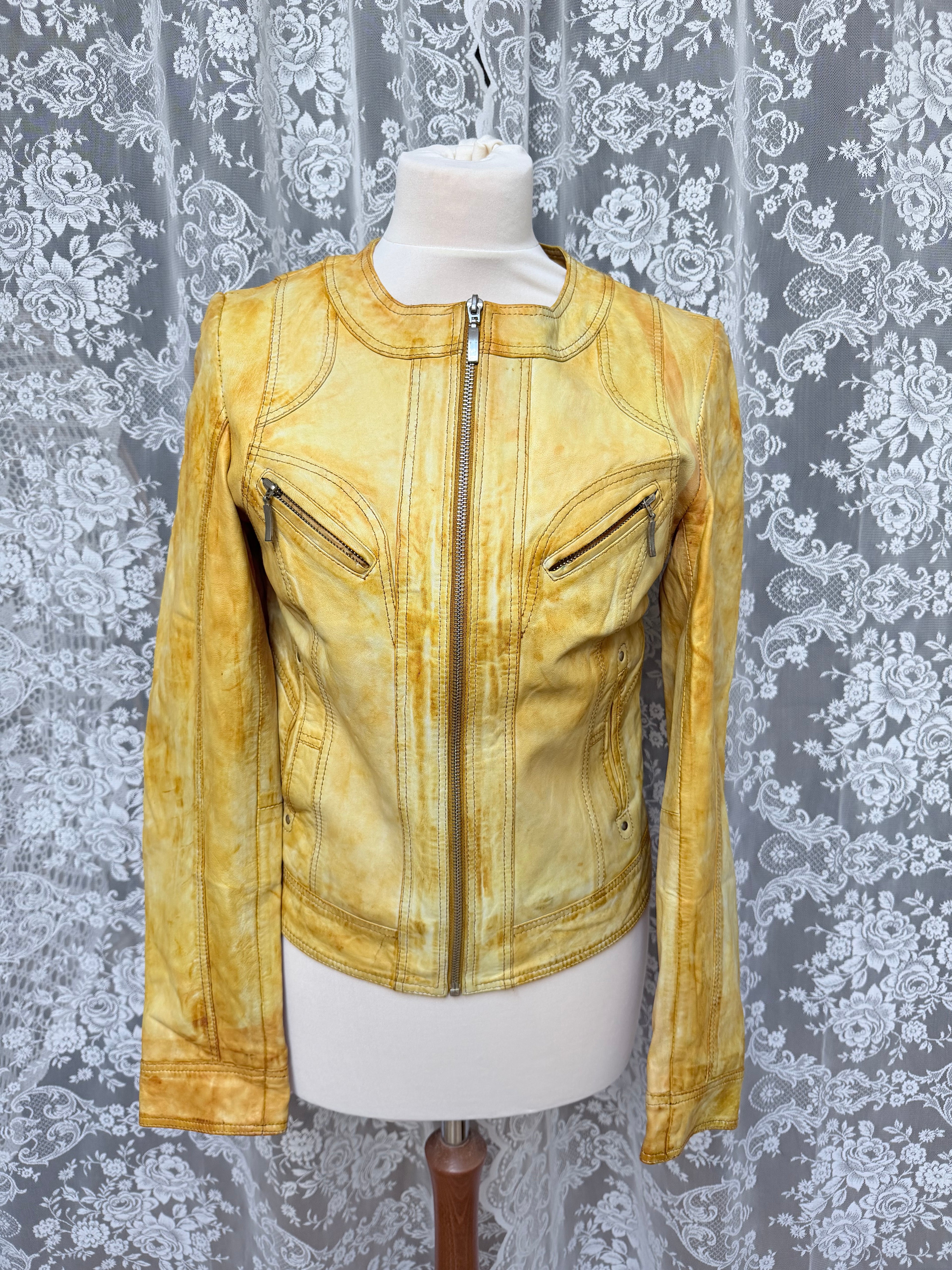 Free Bird: Vintage 1990s Y2K Tie Dye David Moore Leather Jacket