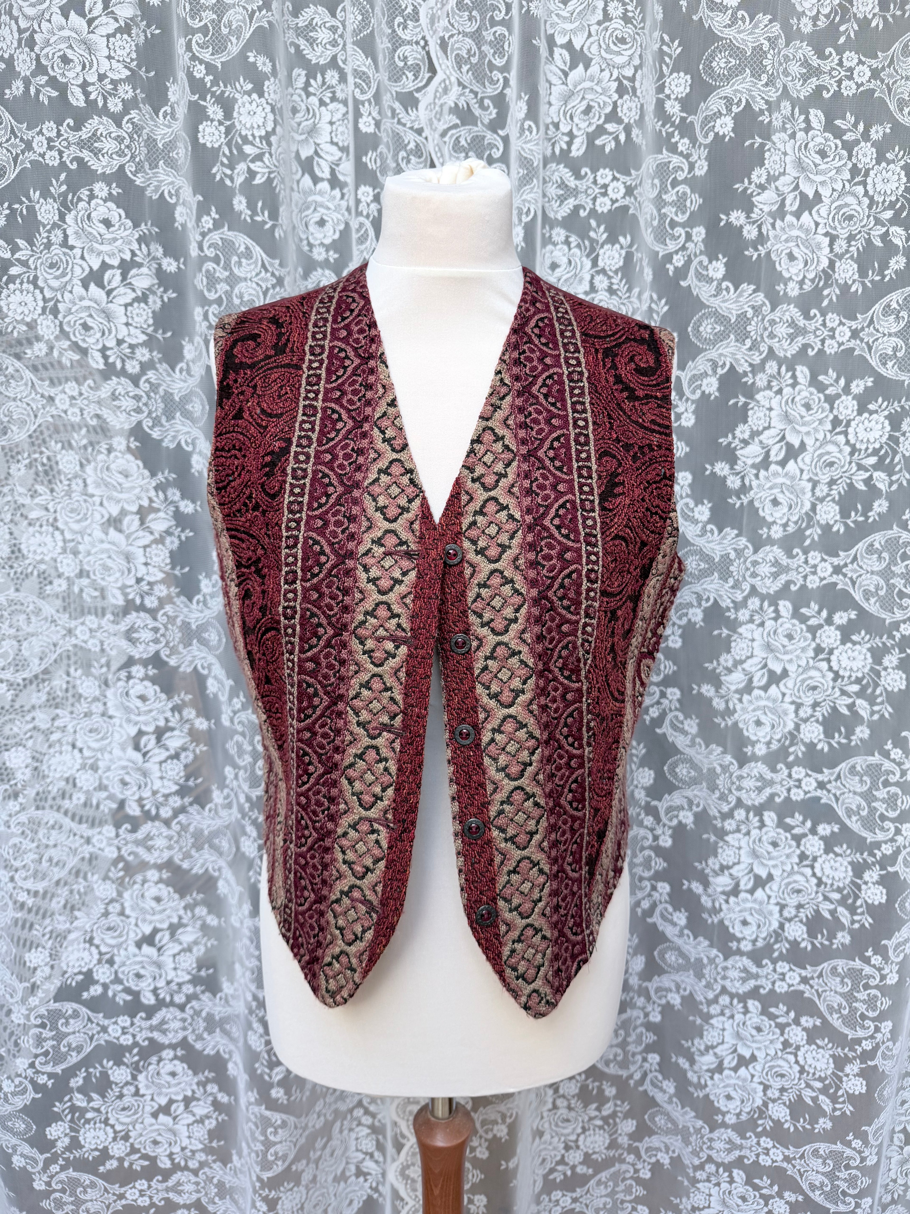 Jolly Jacquard: Vintage 1990s Y2K St Michael Woven Waistcoat
