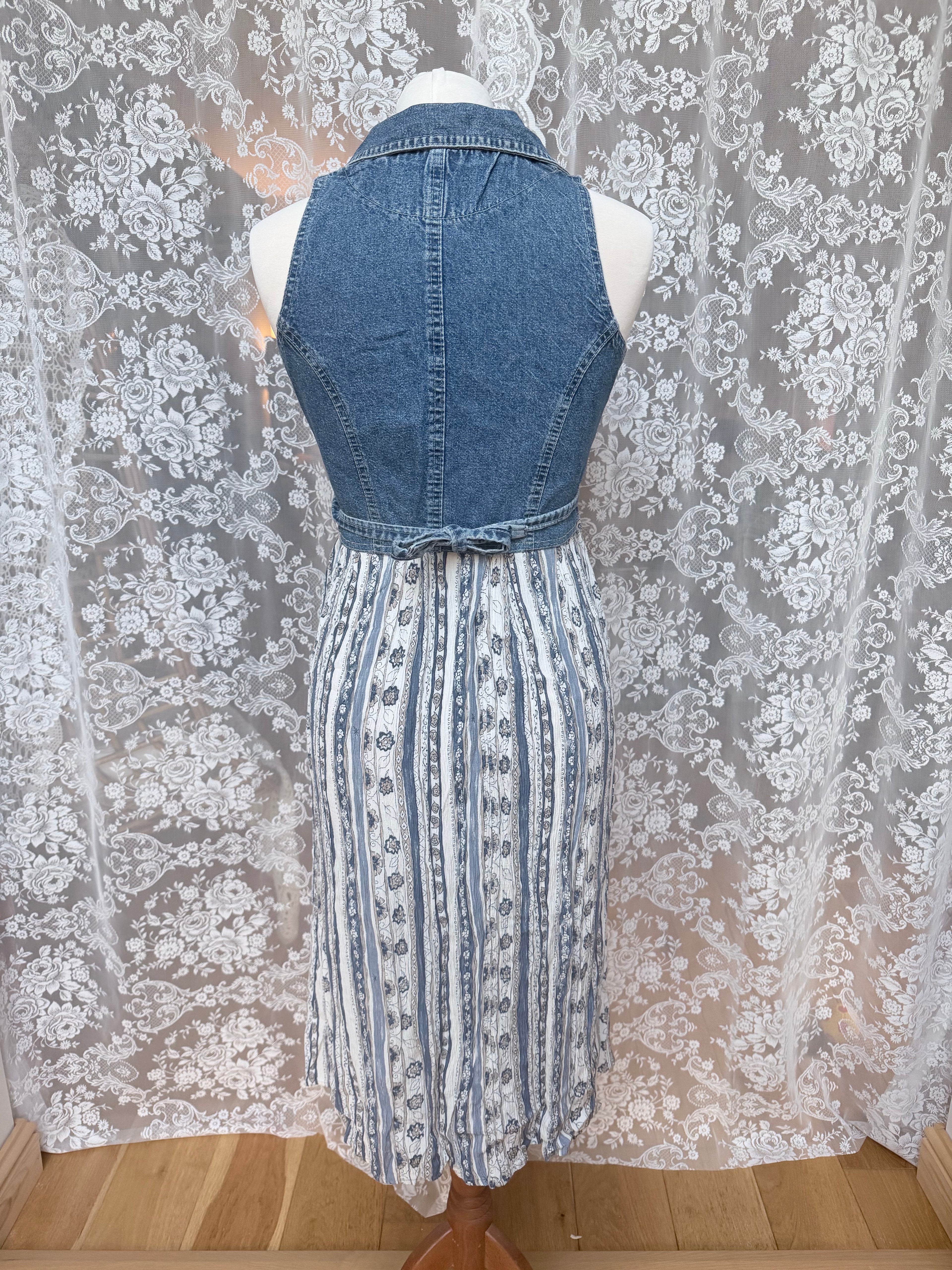 Denim Dreams: Vintage 1990s Y2K Gunes Denim-Top Dress