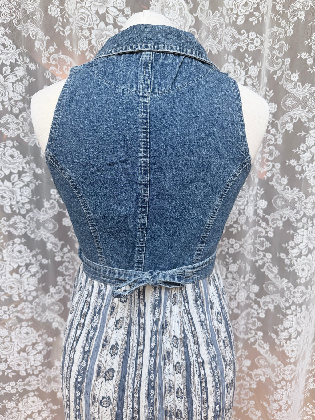 Denim Dreams: Vintage 1990s Y2K Gunes Denim-Top Dress