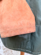 Spanish Leather Patchwork Aztec Bomber Jacket with Nautical Lining