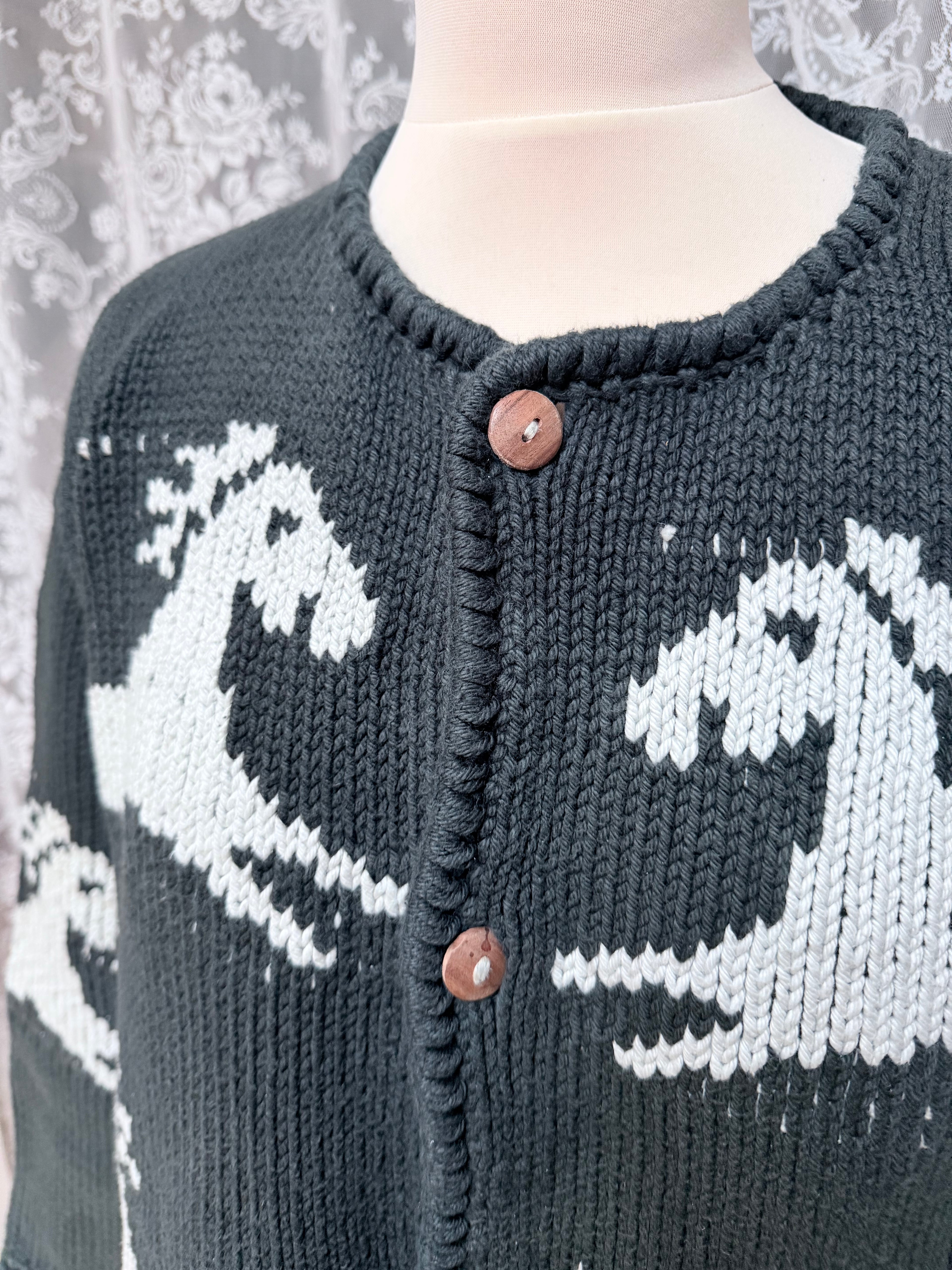 The Unicorn: Vintage 1990s Country Life Hand-Knitted Cotton Cardigan