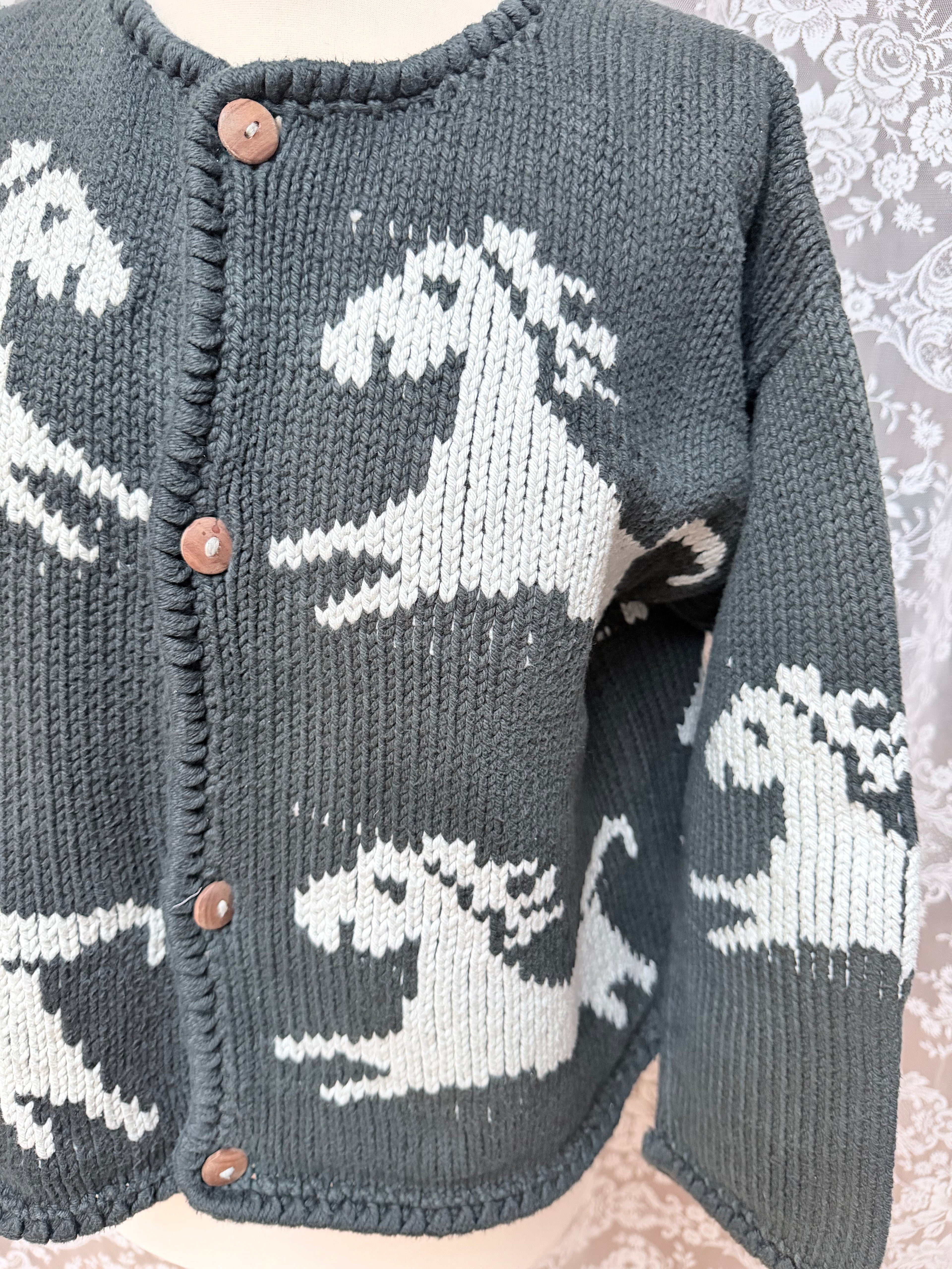 The Unicorn: Vintage 1990s Country Life Hand-Knitted Cotton Cardigan