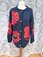 The Poppy: Vintage 1990s Amano Poppy Hand-Knitted Wool Cardigan